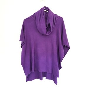 Woven Heart Purple poncho sweater scowl neck size SM
